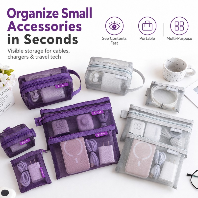 Tech Accessories Travel Organizer Pouch - Lot de 6 sacs de rangement